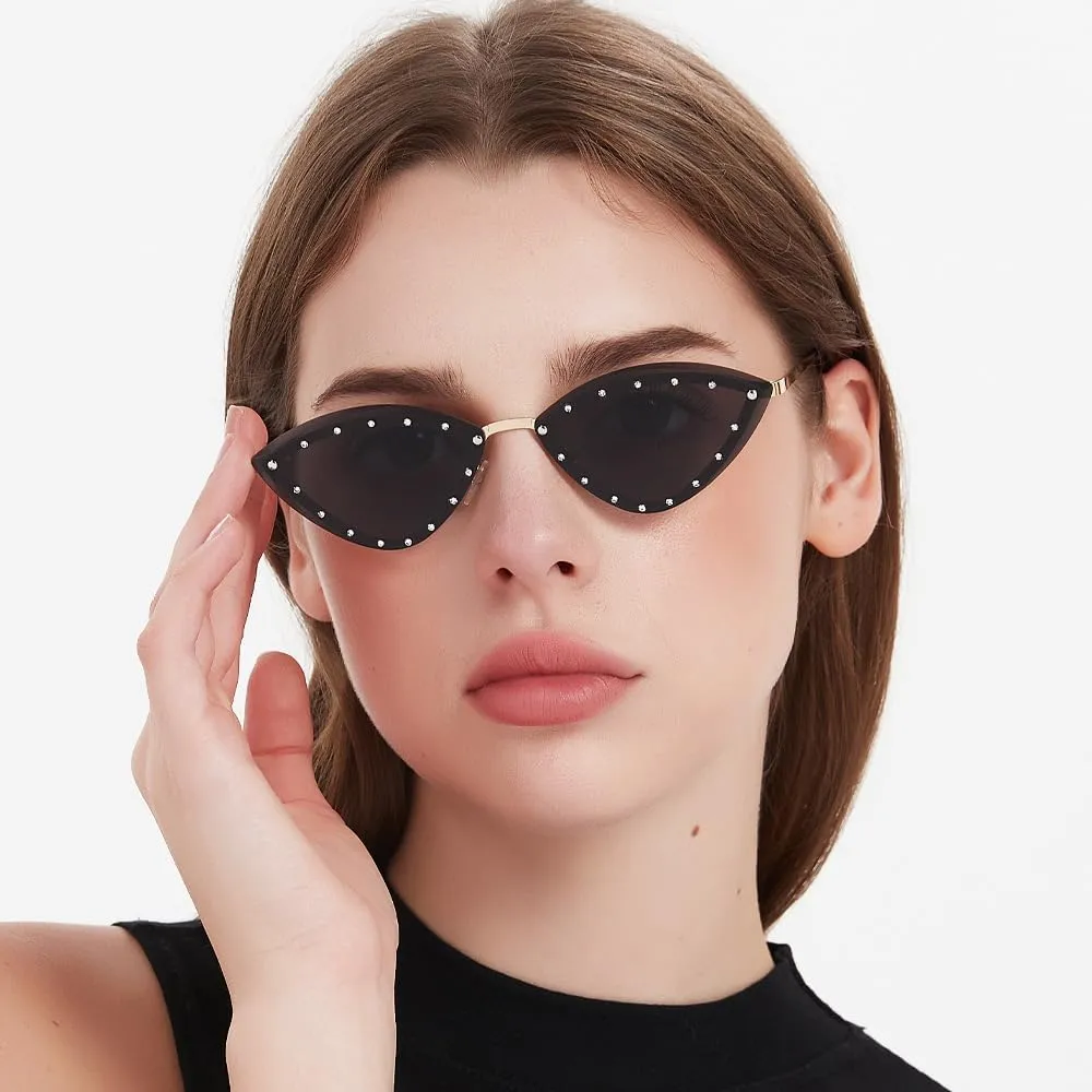 XPONNI Cat Eye Sunglasses Womens Trendy Y2k Sunglasses Retro Sunglasses Y2k Accessories Vintage Sunglasses