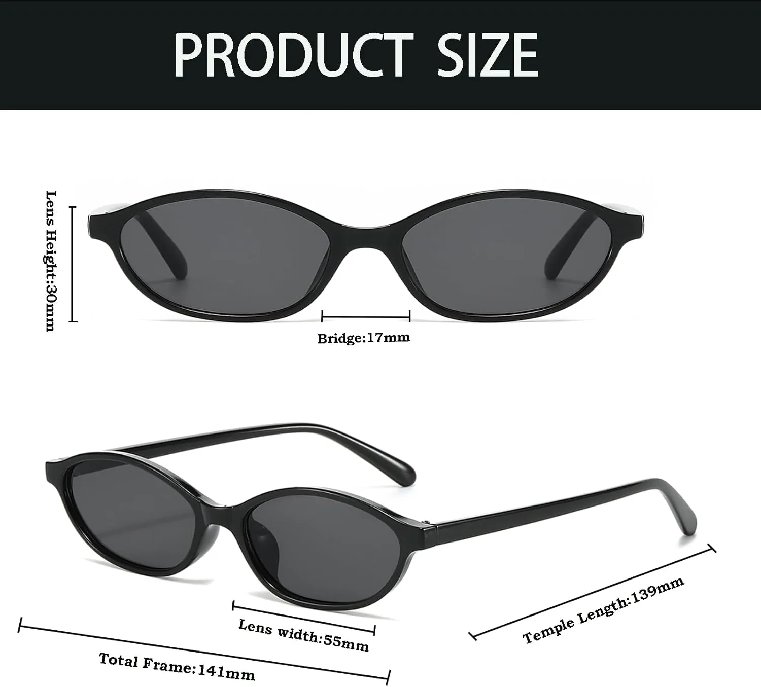 YAMEIZE Retro Oval Sunglasses for Women Cat Eye Y2k Trendy Small Narrow Shades 90s Sun Glasses UV400 protection
