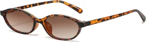 YAMEIZE Retro Oval Sunglasses for Women Cat Eye Y2k Trendy Small Narrow Shades 90s Sun Glasses UV400 protection