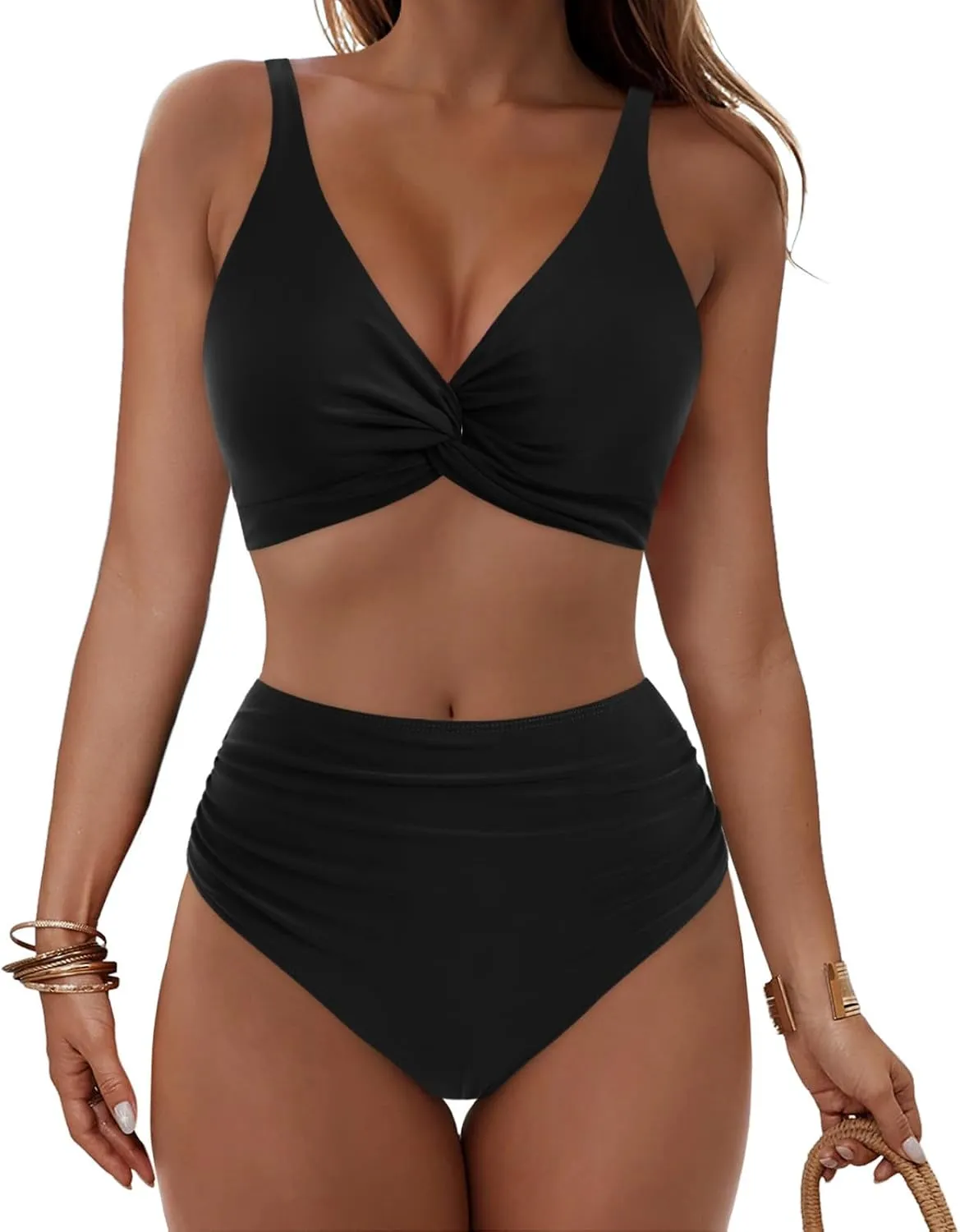yardsong Bikini Sets for Women Two Piece Sexy Bathing Suits Twist Knot Push Up Bikini Top High Waisted Bottoms Swimsuits