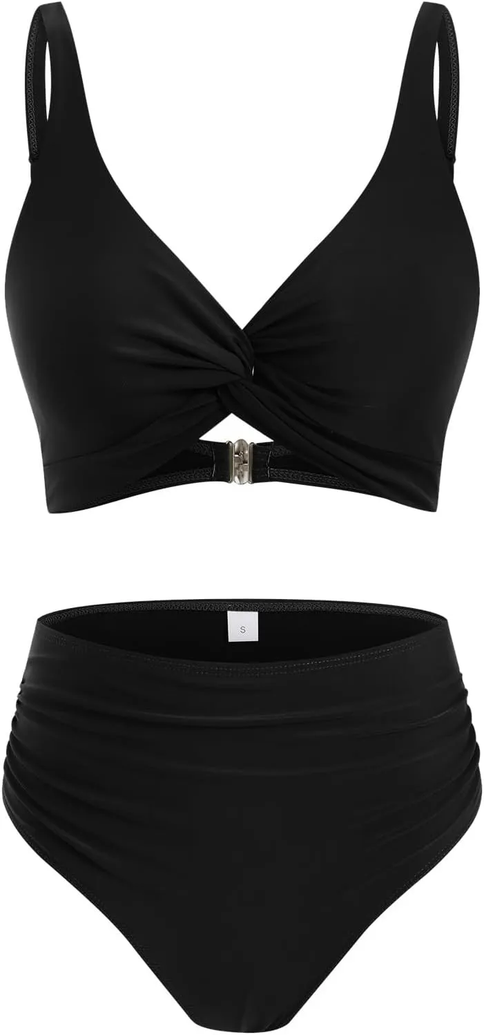 yardsong Bikini Sets for Women Two Piece Sexy Bathing Suits Twist Knot Push Up Bikini Top High Waisted Bottoms Swimsuits