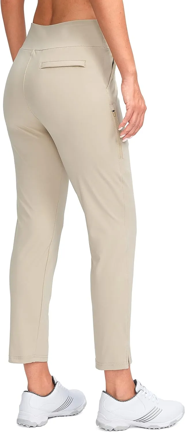 YYV Women's Golf Pants Stretch Work Ankle Pants High Waist Dress Pants with Pockets for Yoga Business Travel Casual