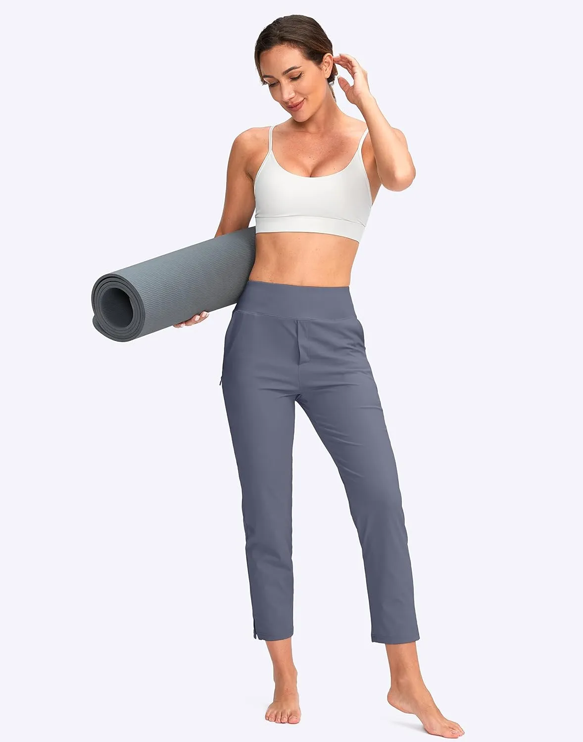 YYV Women's Golf Pants Stretch Work Ankle Pants High Waist Dress Pants with Pockets for Yoga Business Travel Casual