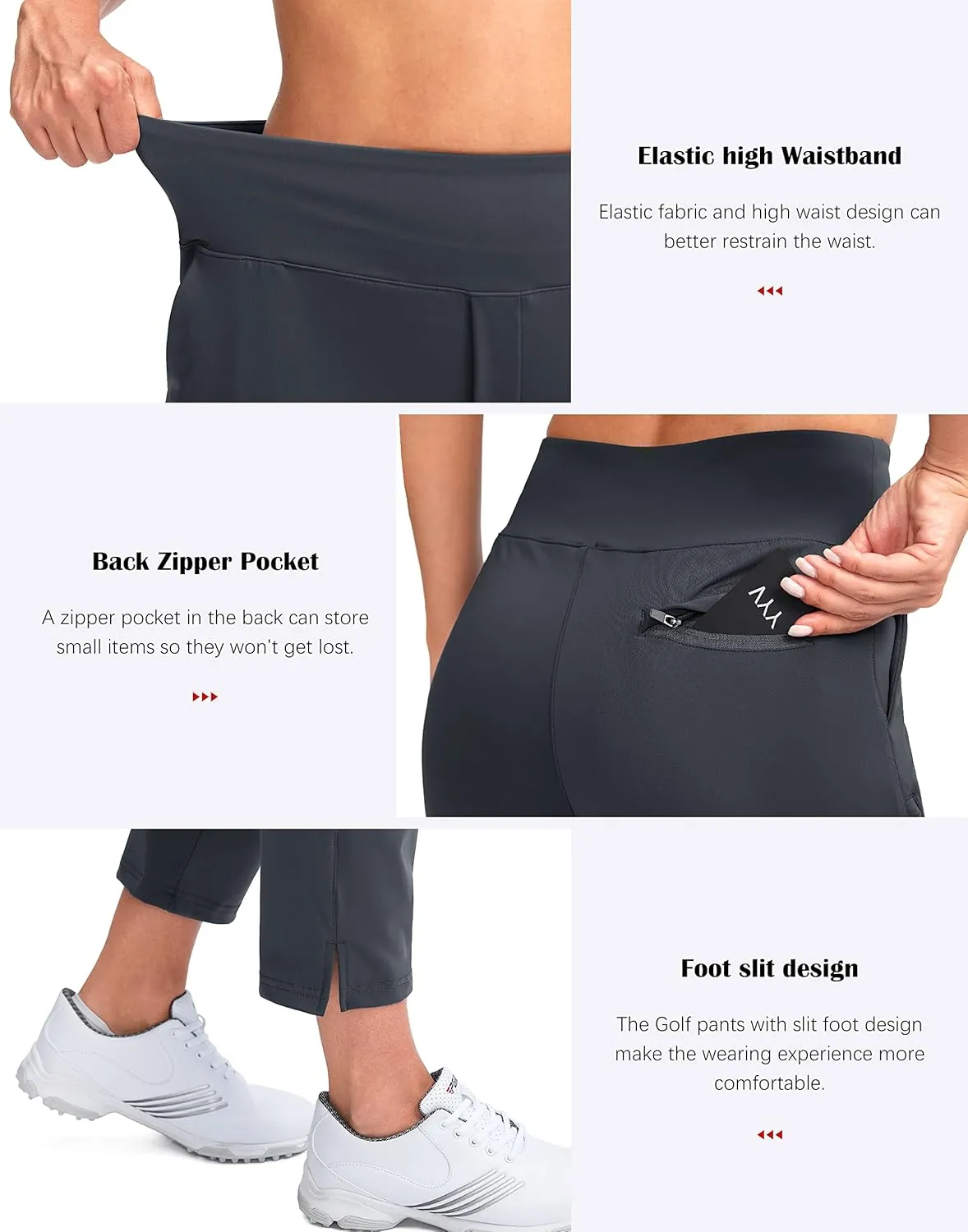 YYV Women's Golf Pants Stretch Work Ankle Pants High Waist Dress Pants with Pockets for Yoga Business Travel Casual