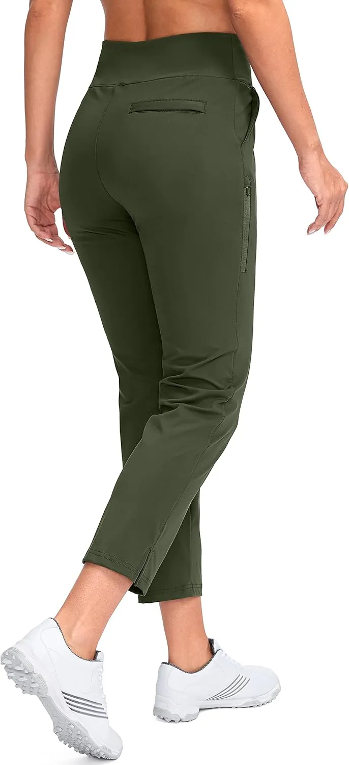 YYV Women's Golf Pants Stretch Work Ankle Pants High Waist Dress Pants with Pockets for Yoga Business Travel Casual