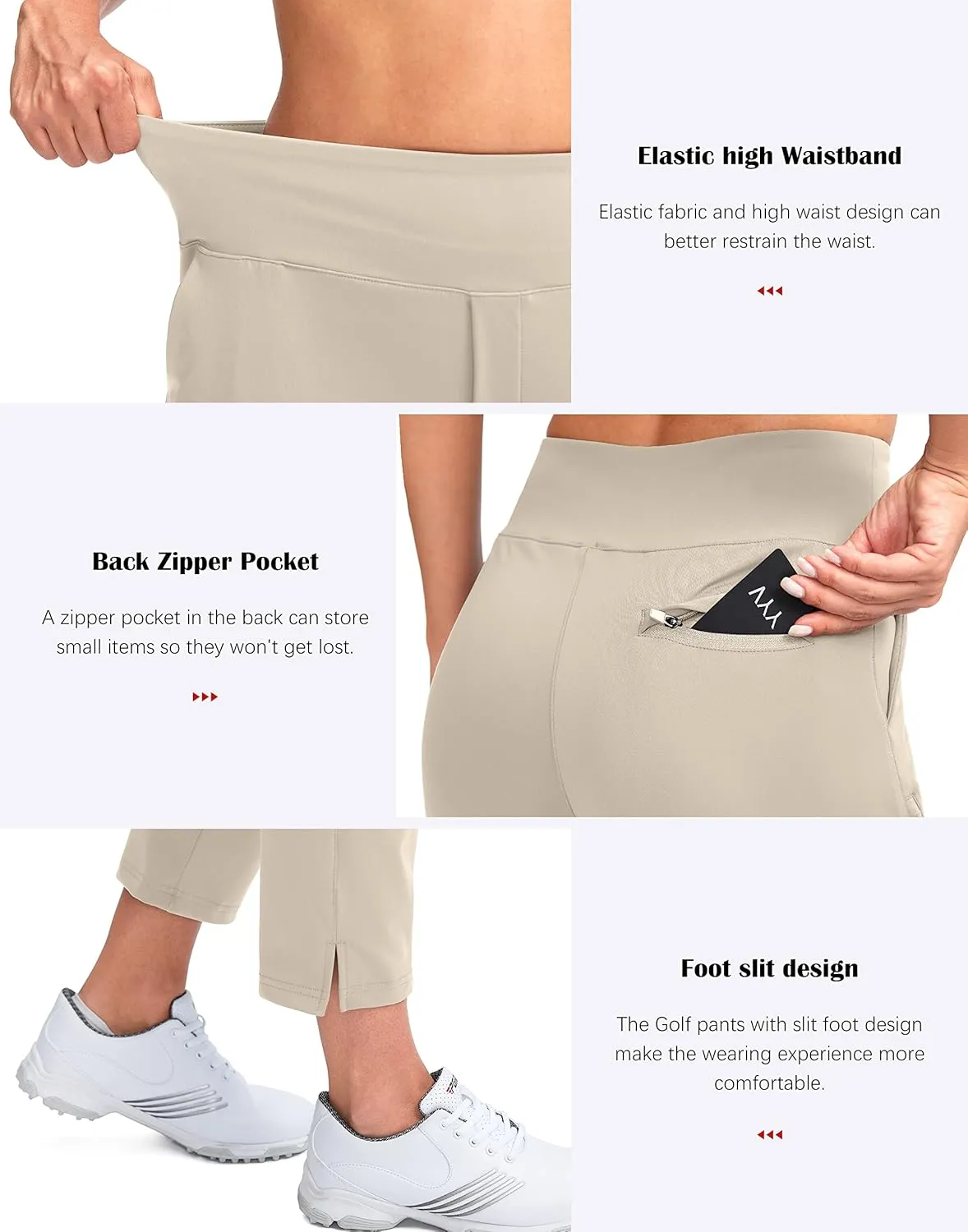 YYV Women's Golf Pants Stretch Work Ankle Pants High Waist Dress Pants with Pockets for Yoga Business Travel Casual
