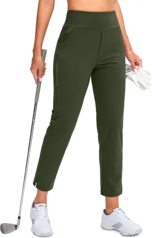 YYV Women's Golf Pants Stretch Work Ankle Pants High Waist Dress Pants with Pockets for Yoga Business Travel Casual