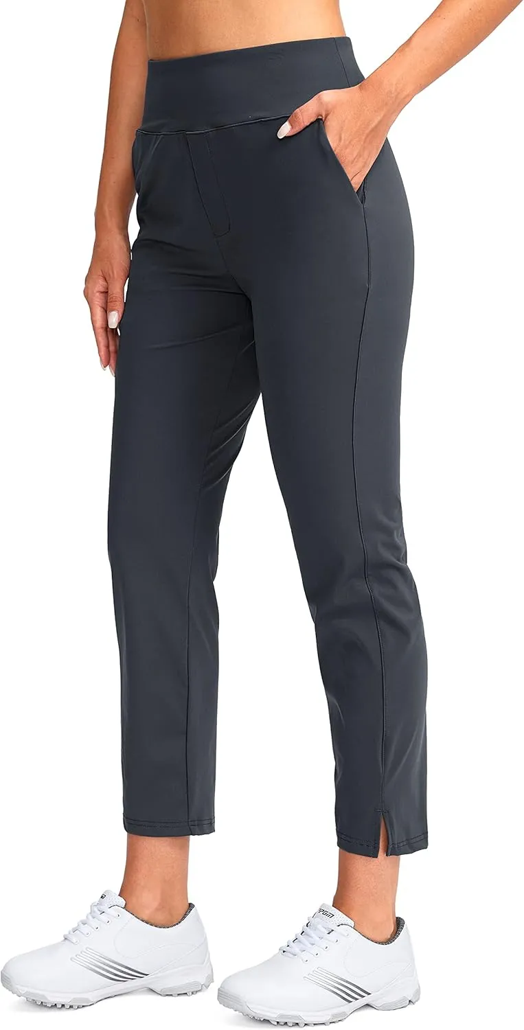 YYV Women's Golf Pants Stretch Work Ankle Pants High Waist Dress Pants with Pockets for Yoga Business Travel Casual