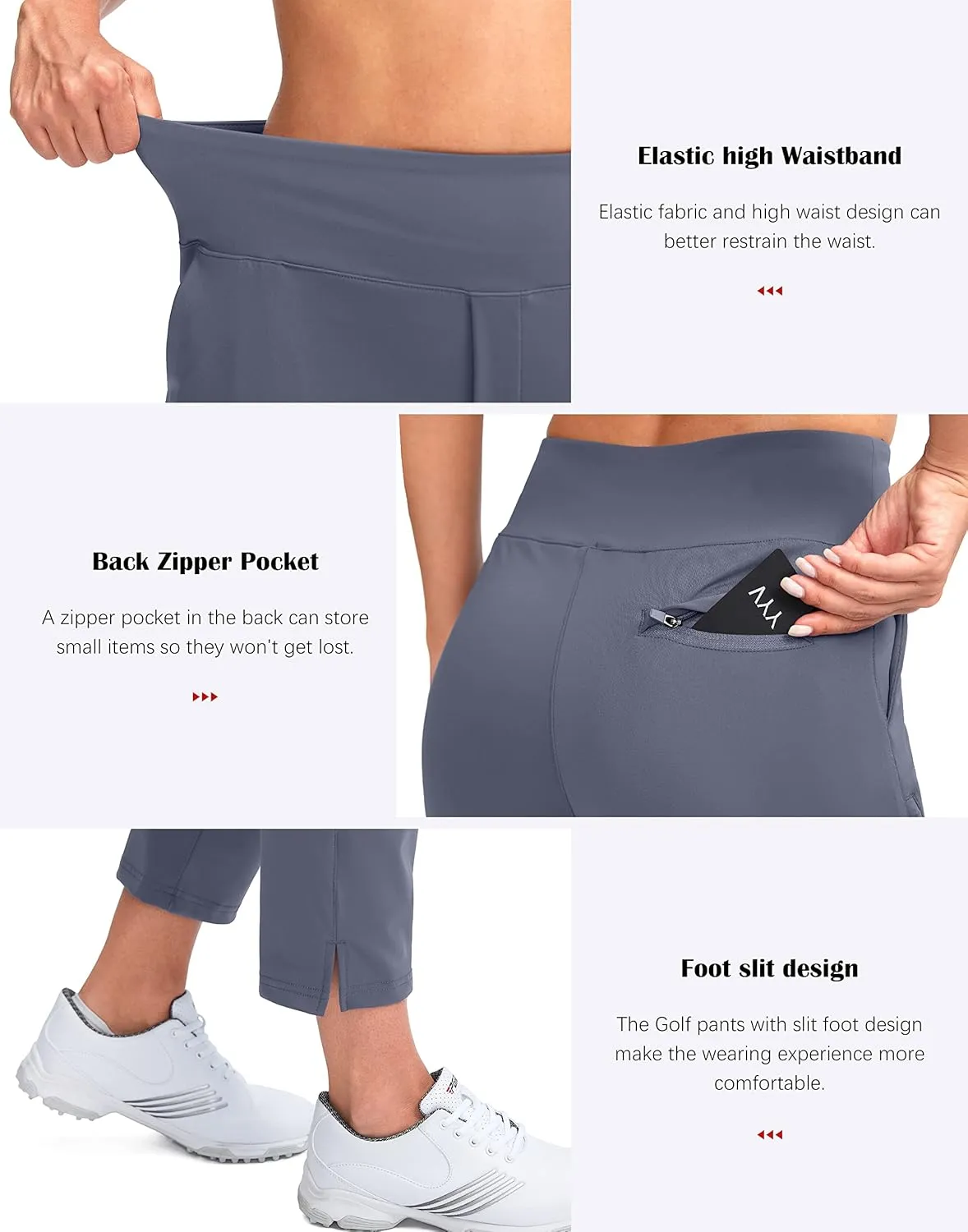 YYV Women's Golf Pants Stretch Work Ankle Pants High Waist Dress Pants with Pockets for Yoga Business Travel Casual