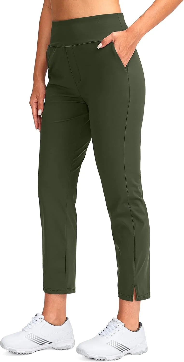YYV Women's Golf Pants Stretch Work Ankle Pants High Waist Dress Pants with Pockets for Yoga Business Travel Casual