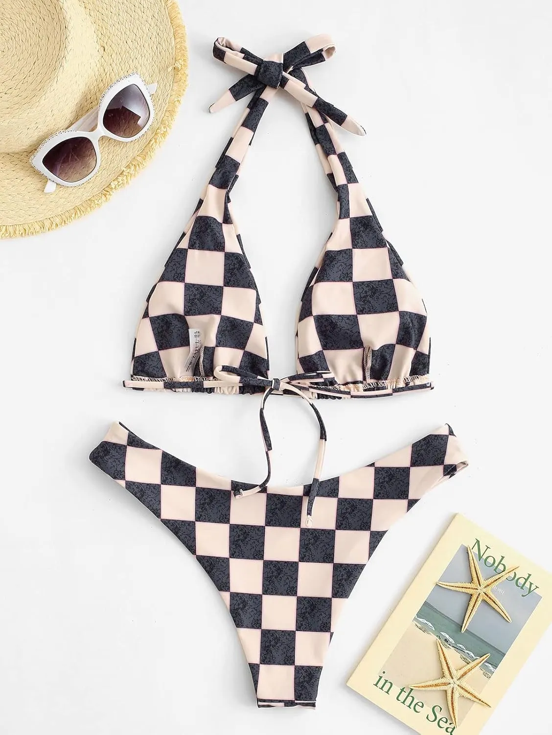 ZAFUL Triangle Bikini for Women 2 Piece Halter Bikini Sets Sexy High Cut Bathing Suit Side Tie Swimsuits