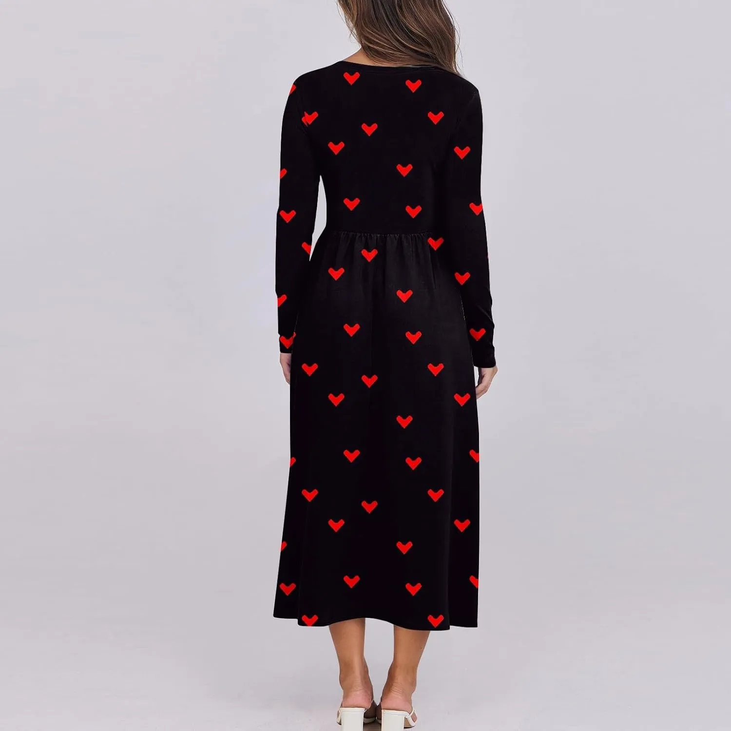 ZEFOTIM Long Sleeve Dress for Women Graphic Dresses with Pockets Long Dress Crewneck Dress Womens Spring Summer Dresses